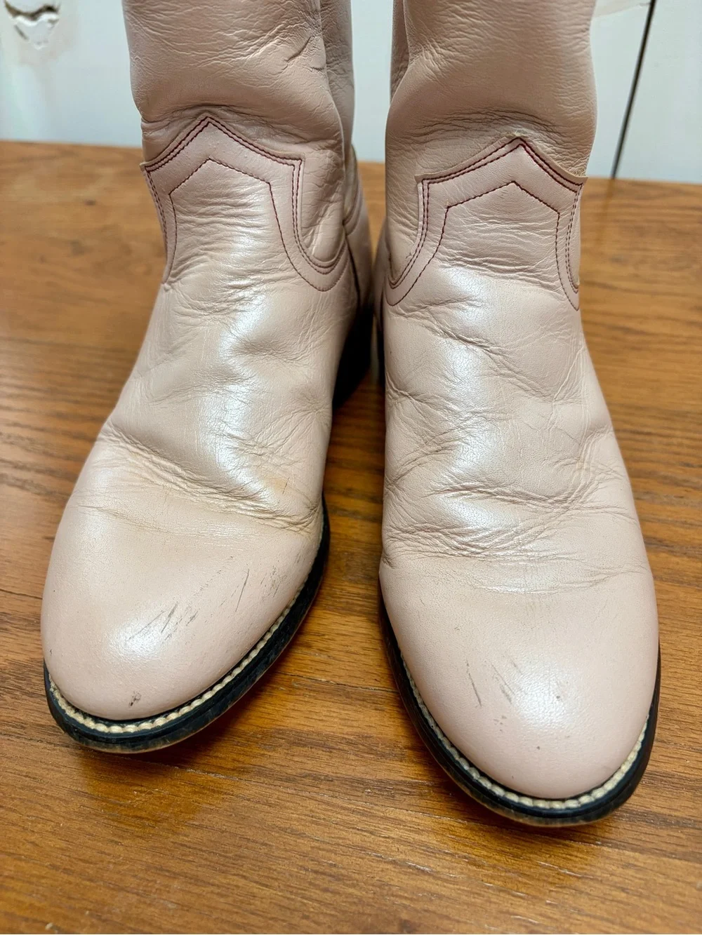 Justin Vintage Dusty Pink Roper Cowboy Boots - Girls Size 4